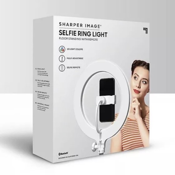 Sharper Image Social Star Selfie Ring Light Adjustable Stand Remote Bluetooth - Picture 1 of 11